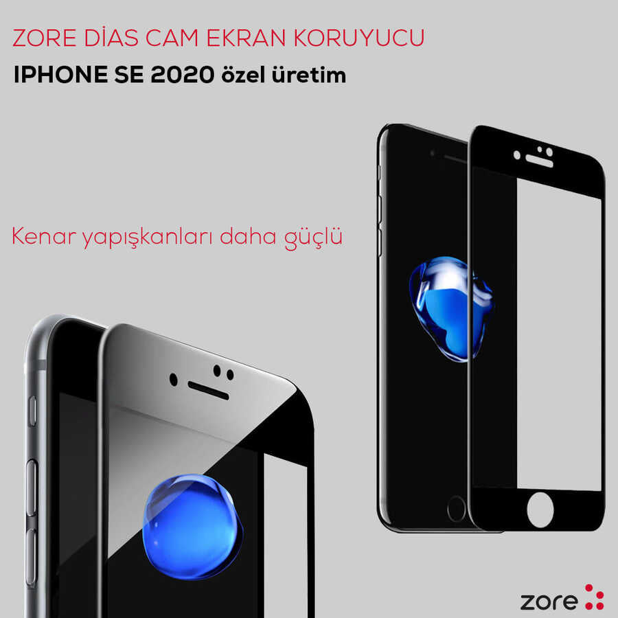 Apple iPhone SE 2020 Zore Dias Cam Ekran Koruyucu Siyah