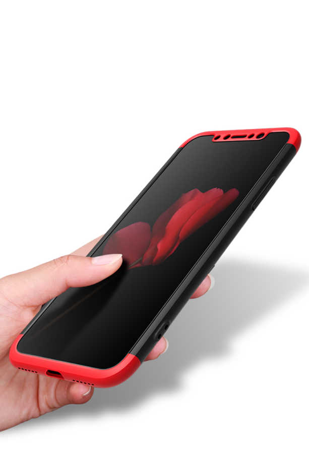 Apple iPhone X Kılıf Zore Ays Kapak Kırmızı