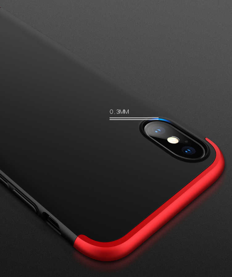 Apple iPhone X Kılıf Zore Ays Kapak Siyah-Kırmızı