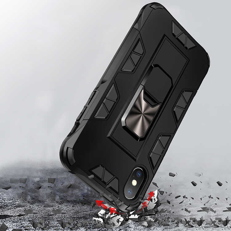 Apple iPhone X Kılıf Zore Volve Kapak Siyah
