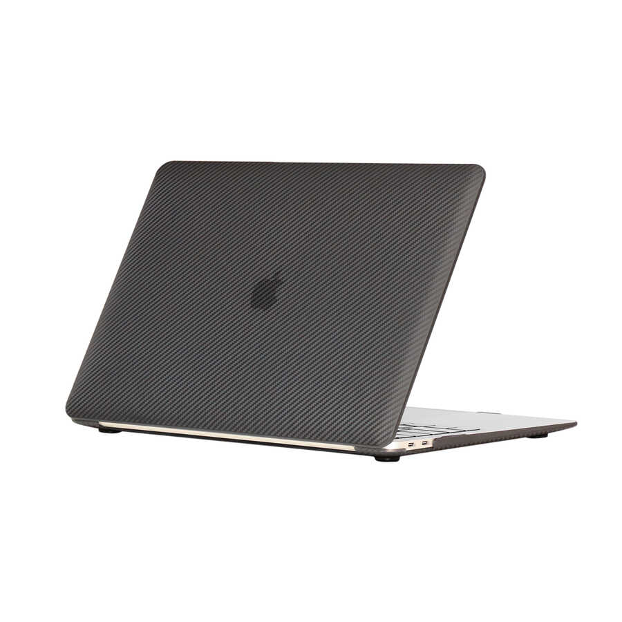 Apple Macbook 13.3' Air 2020 A2337 Zore MSoft Carbon Fiber Tasarımlı Kapak Siyah