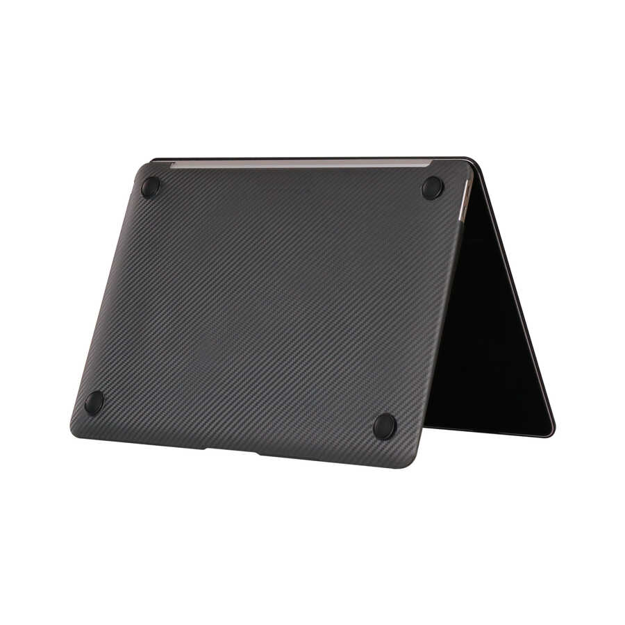 Apple Macbook 13.3' Pro 2020 A2338 Zore MSoft Carbon Fiber Tasarımlı Kapak Siyah