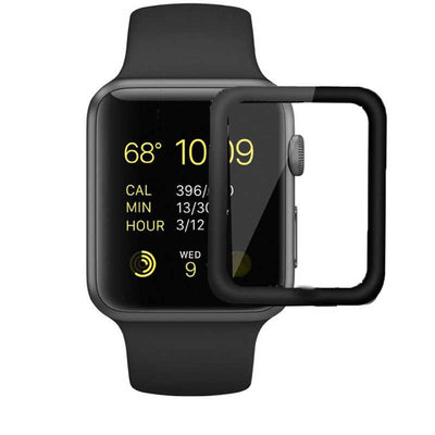 Apple Watch 38mm Zore Kenarları Metal Cam Ekran Koruyucu Siyah