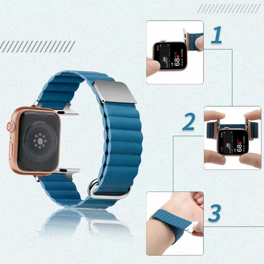 Apple Watch 38mm KRD-78 PU Deri Kordon Strap Kayış Kırmızı