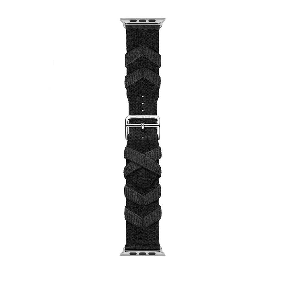 Apple Watch 38mm Zore KRD-97 Sarmal Örgü Tasarımlı Kordon Siyah