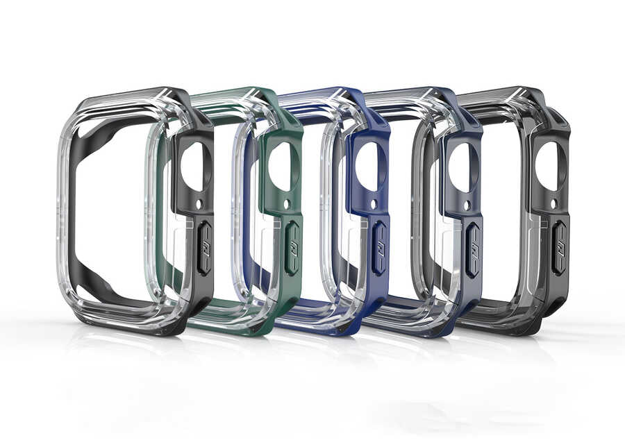 Apple Watch 38mm Zore Watch Gard 08 Sert PC + Silikon Koruyucu Lacivert