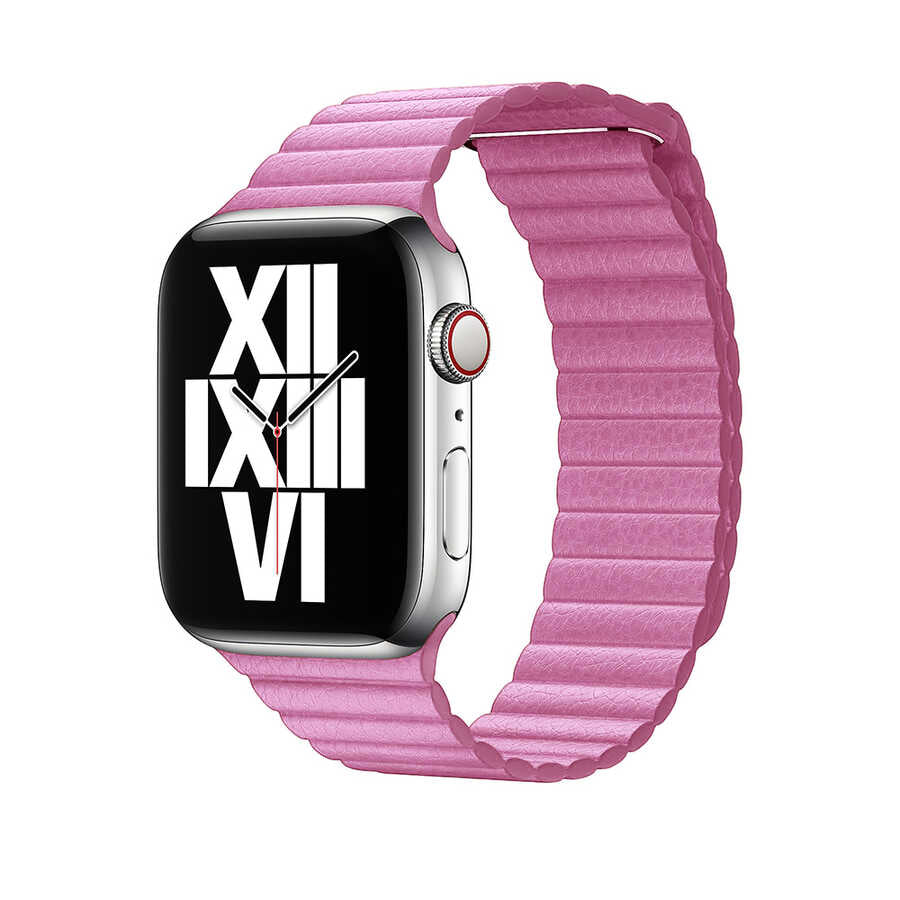Apple Watch 40mm KRD-09 Deri Lop Kordon Pembe