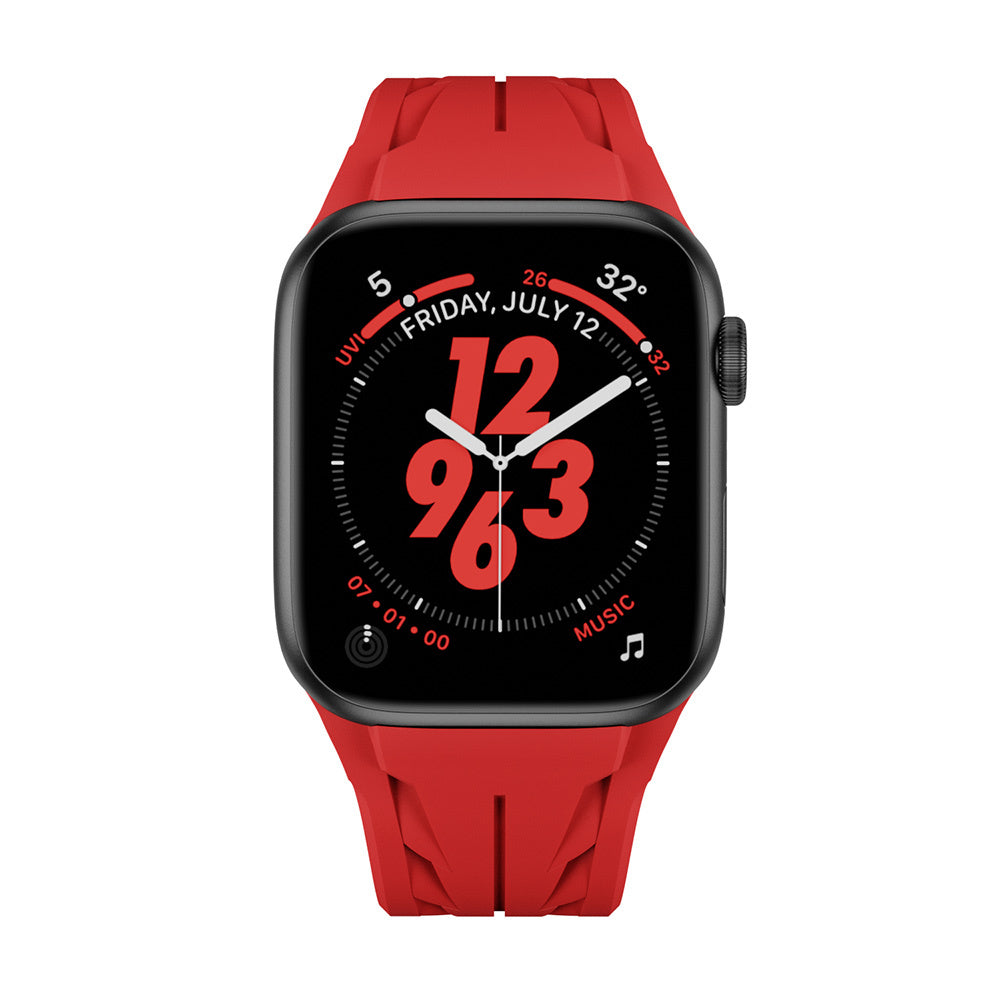 Apple Watch 42mm KRD-127 Metal Tokalı Silikon Kordon Kırmızı