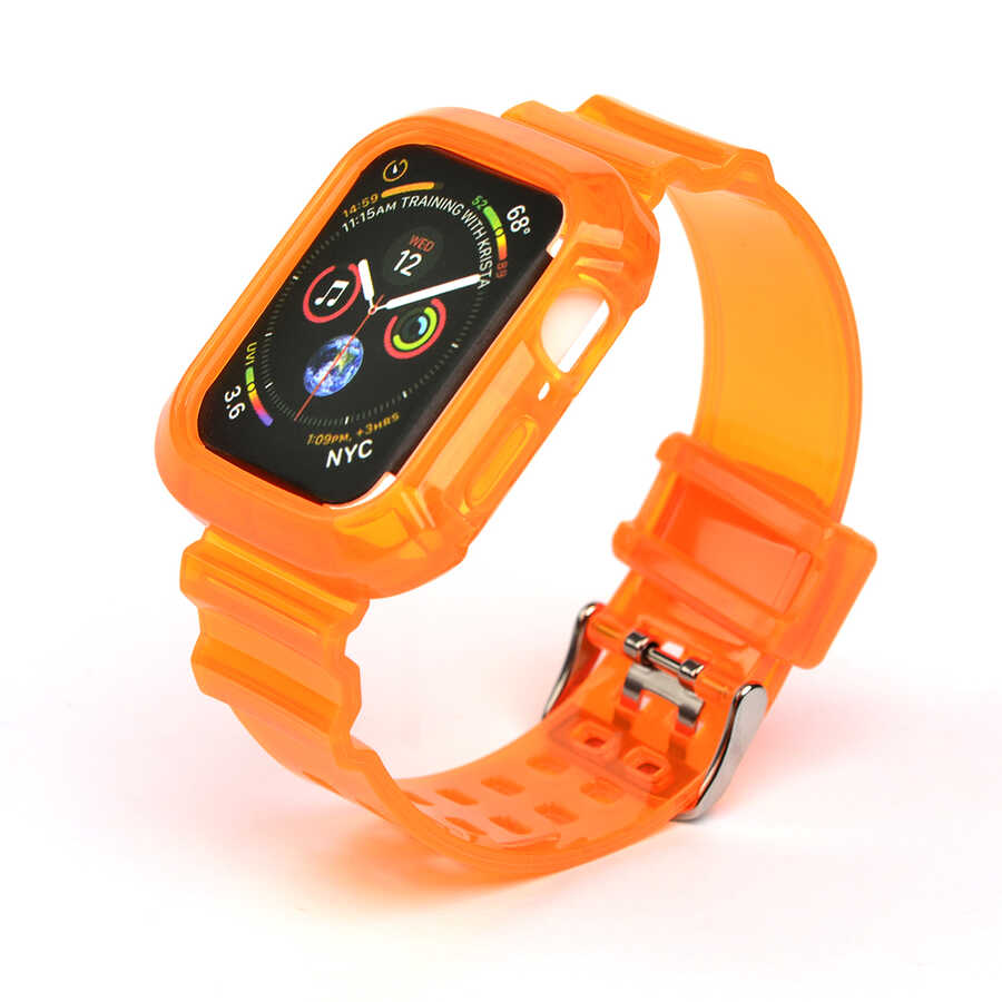 Apple Watch 42mm KRD-27 Silikon Kordon Turuncu