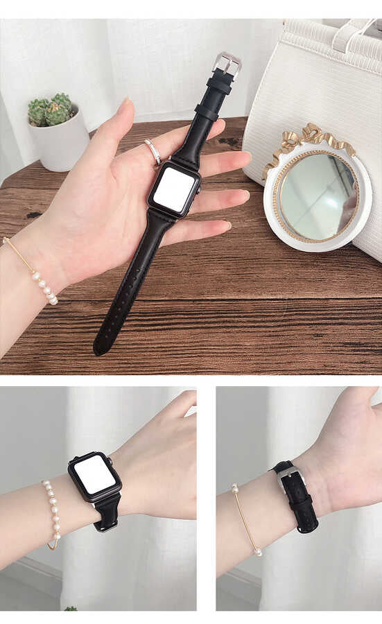 Apple Watch 42mm KRD-28 Deri Kordon Kahverengi