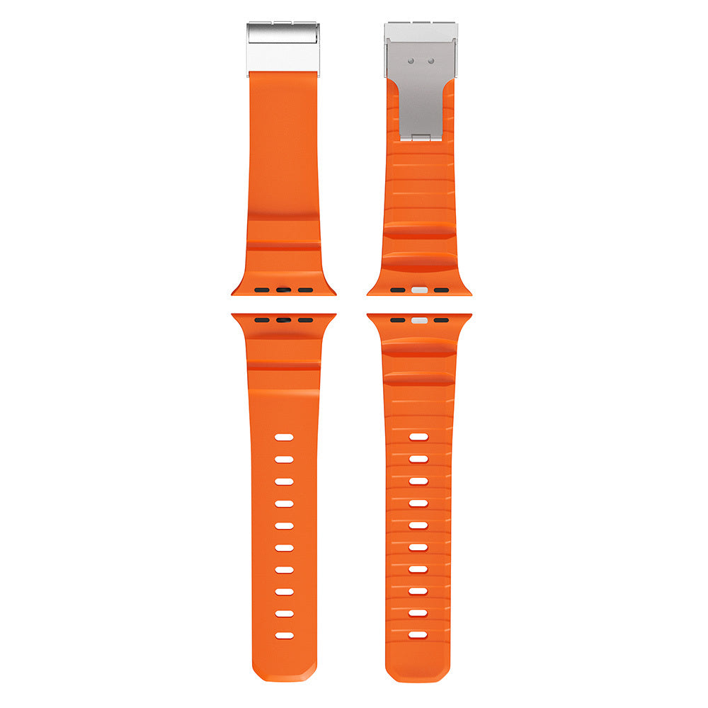 Apple Watch 42mm Zore KRD-145 Metal Tokalı Silikon Kordon Turuncu