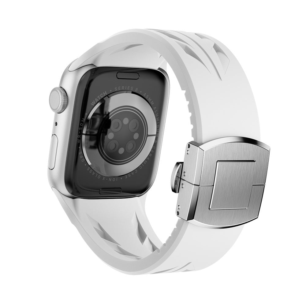 Apple Watch 44mm KRD-127 Metal Tokalı Silikon Kordon Kırmızı