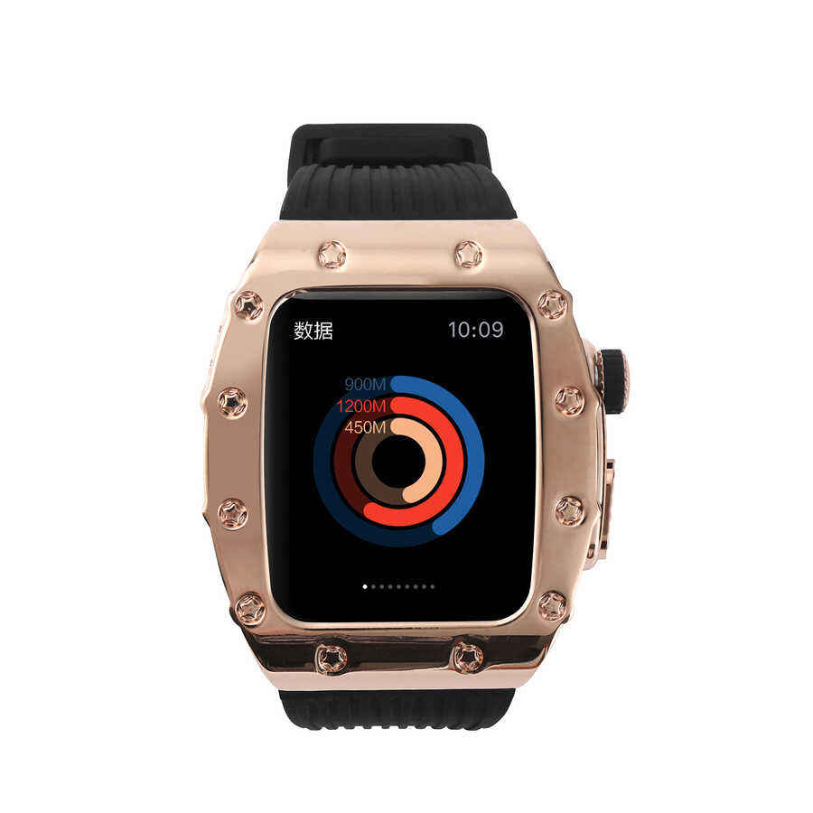 Apple Watch 44mm KRD-65 Kordon Beyaz-Siyah