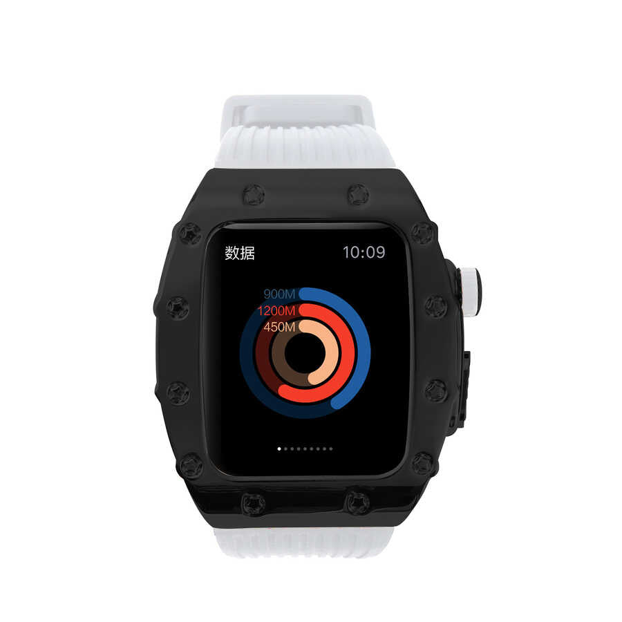 Apple Watch 44mm KRD-65 Kordon Beyaz-Gümüş