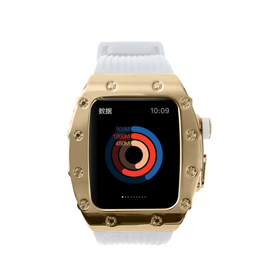 Apple Watch 44mm KRD-65 Kordon Beyaz-Gold
