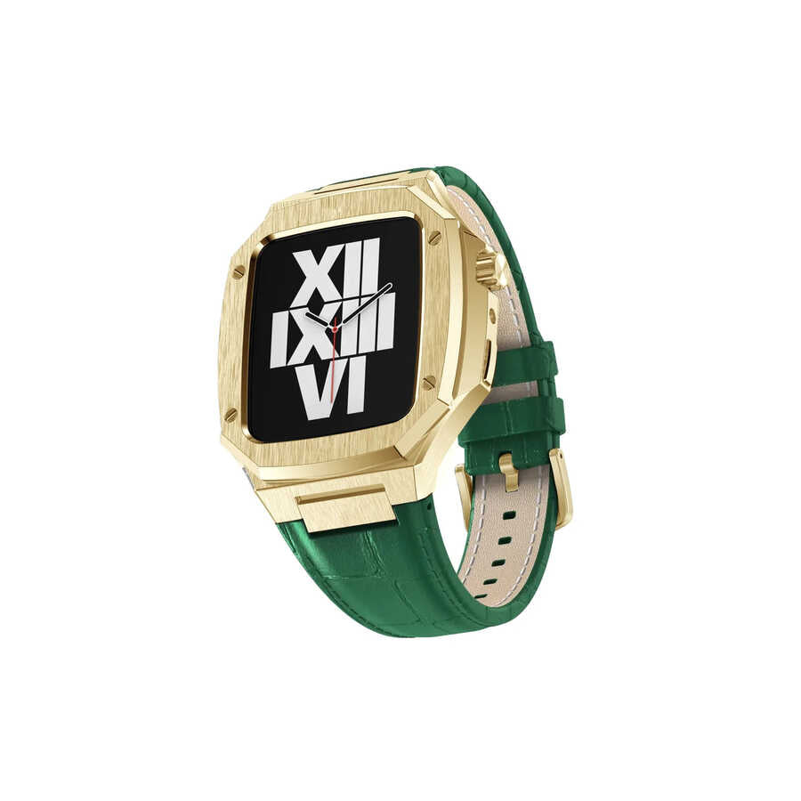 Apple Watch 44mm KRD-67 Kordon Yeşil-Gold