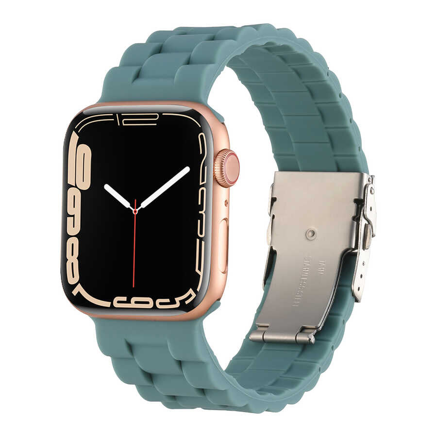 Apple Watch 44mm KRD-72 Silikon Kordon Koyu Yeşil