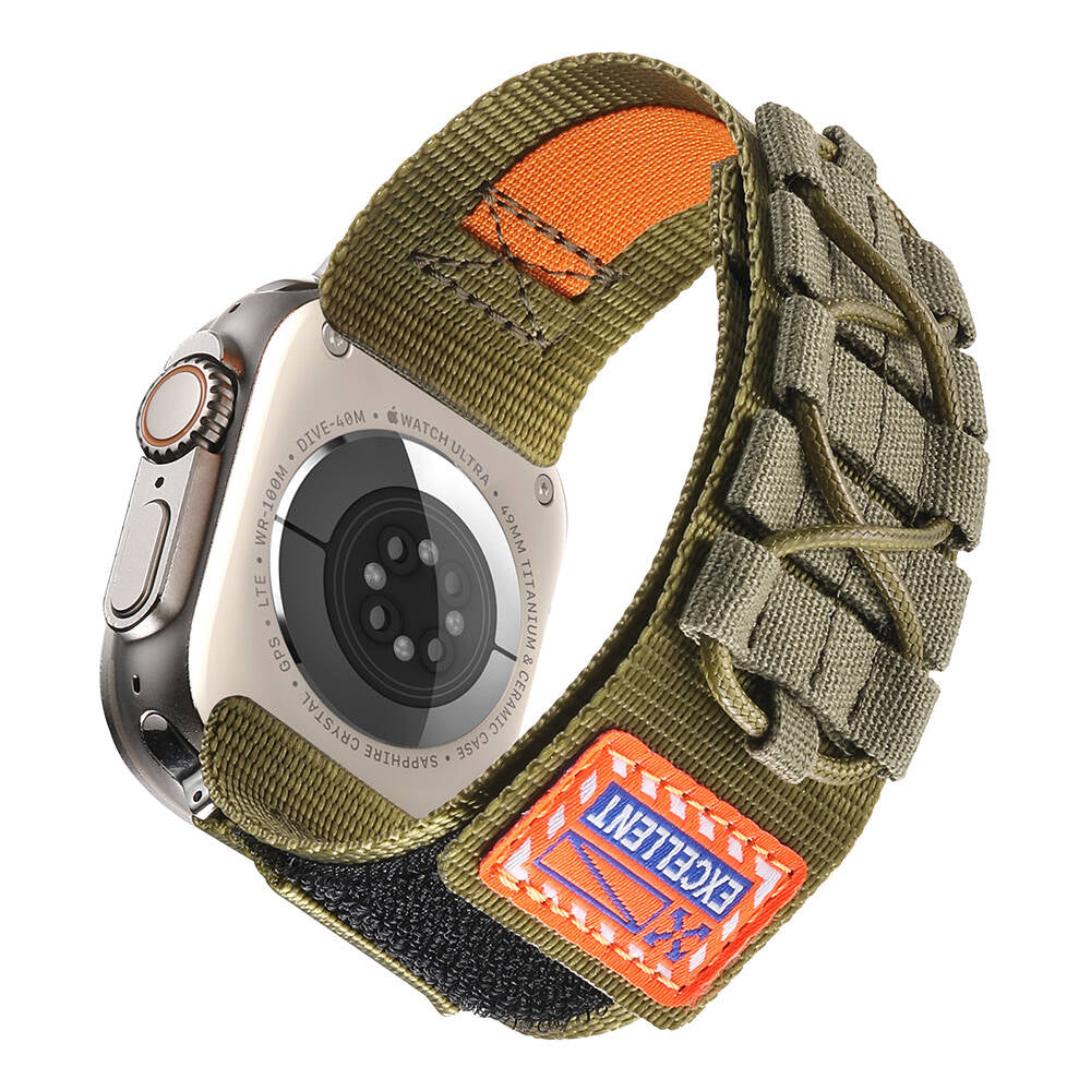 Apple Watch 44mm Zore KRD-112 Orbital Örgülü Halat Tasarımlı Naylon Kumaş Hasır Kordon Gri