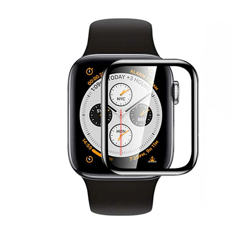 Apple Watch 44mm Zore PMMA Silikon Body Saat Ekran Koruyucu Siyah