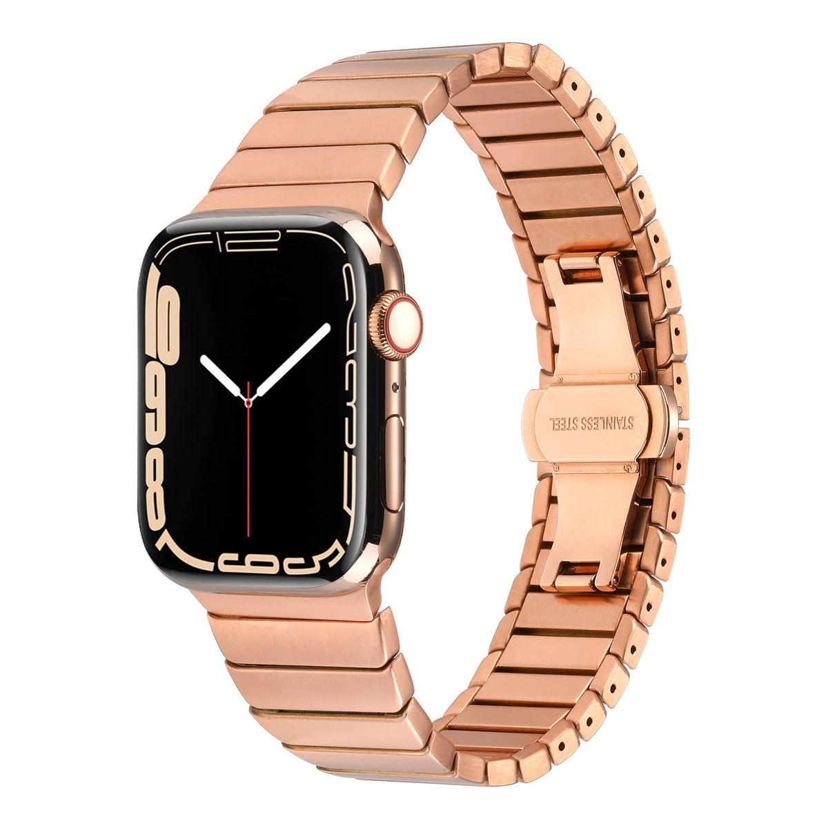 Apple Watch 7 41mm Kordon KRD-79 Metal Strap Kayış Rose Gold