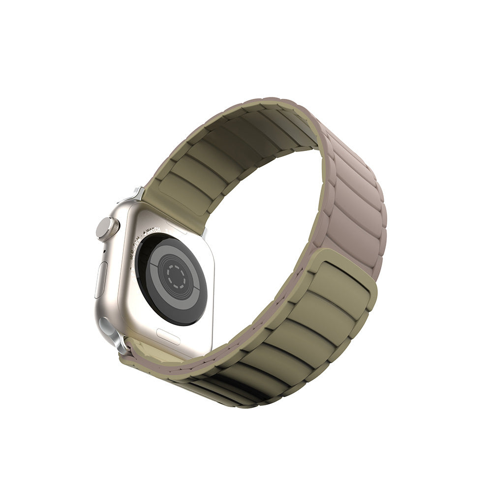 Apple Watch 7 41mm Zore KRD-122 Silikon Kordon Strap Kayış Siyah-Yeşil