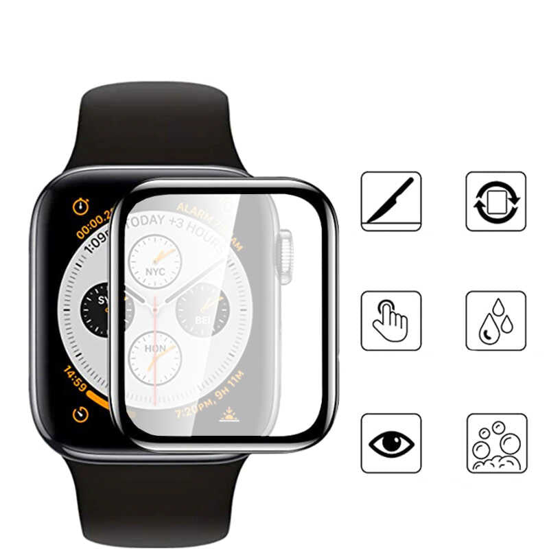 Apple Watch 7 41mm Zore Mat Eko PMMA Pet Saat Ekran Koruyucu Siyah