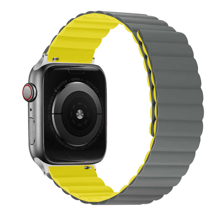Apple Watch 7 45mm KRD-52 Kordon Siyah-Sarı