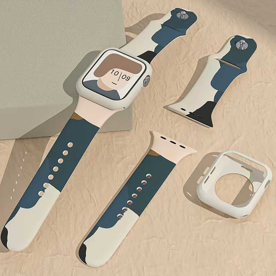 Apple Watch 7 45mm KRD-62 Silikon Kordon Blue İnk