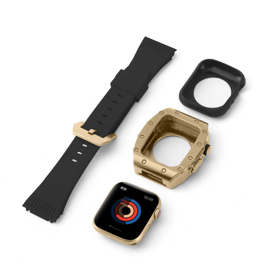Apple Watch 7 45mm KRD-65 Kordon Beyaz-Gold
