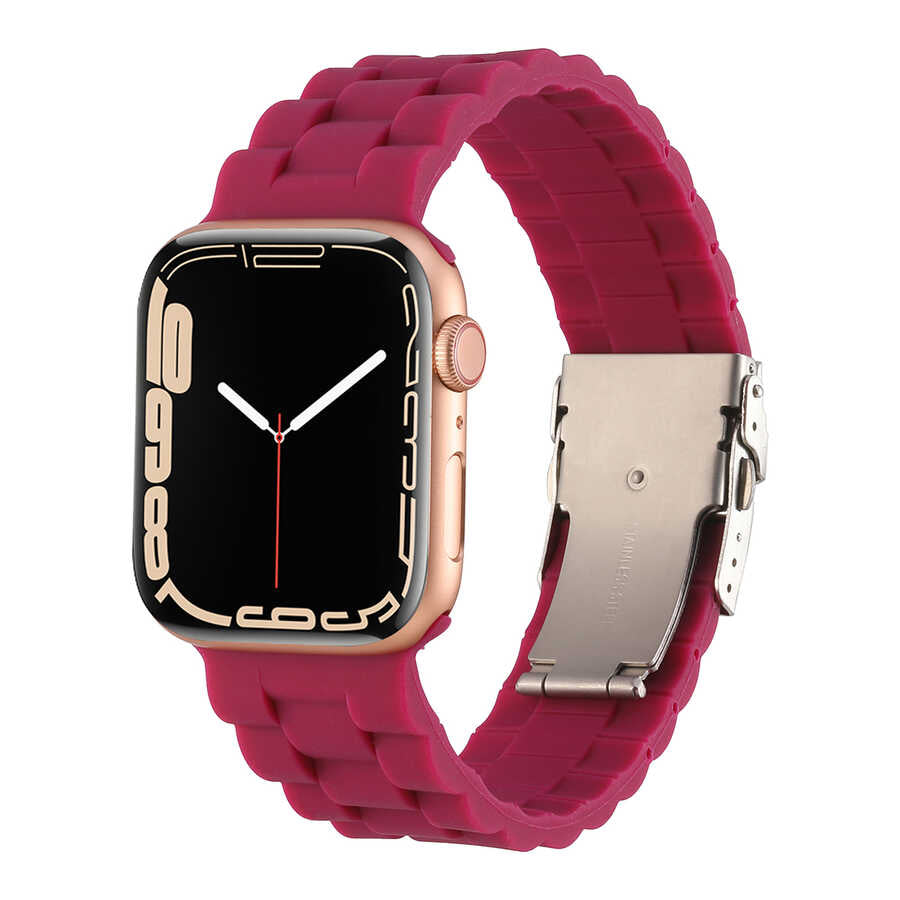 Apple Watch 7 45mm KRD-72 Silikon Kordon Koyu Mor