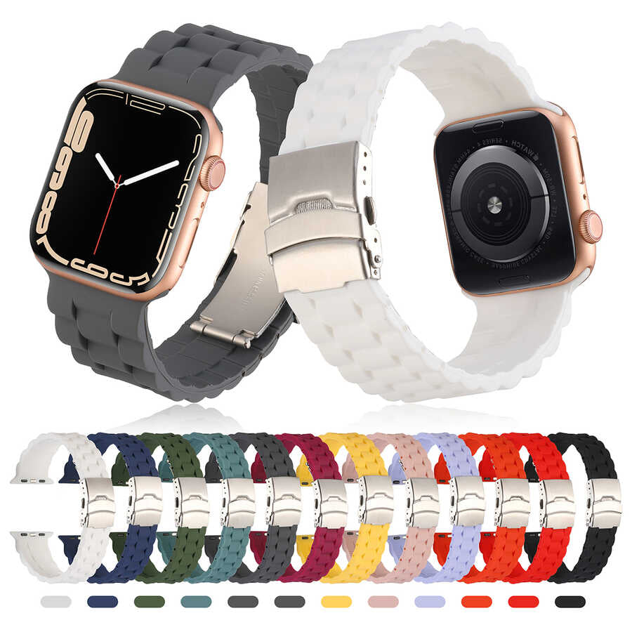 Apple Watch 7 45mm KRD-72 Silikon Kordon Koyu Mor