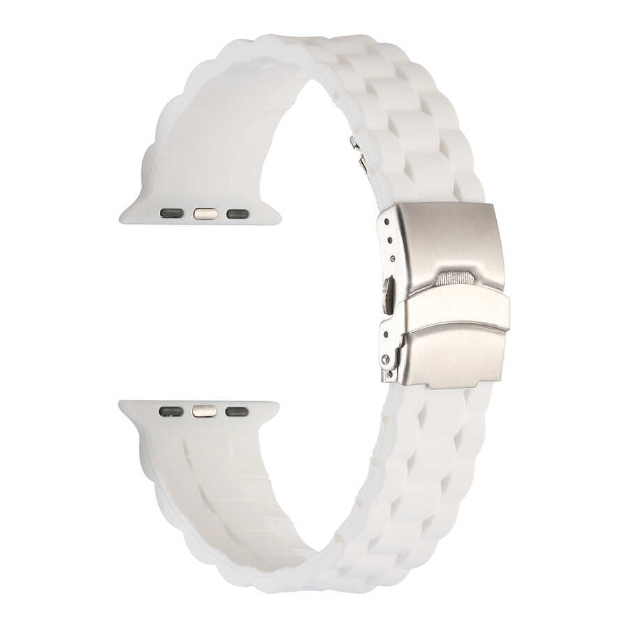 Apple Watch 7 45mm KRD-72 Silikon Kordon Beyaz