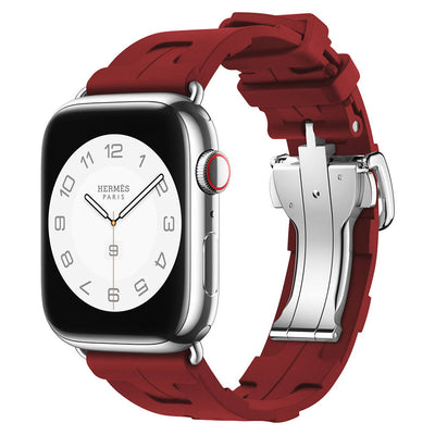 Apple Watch 7 45mm Spor Görünümlü Zore KRD-94 Silikon Kordon Turuncu