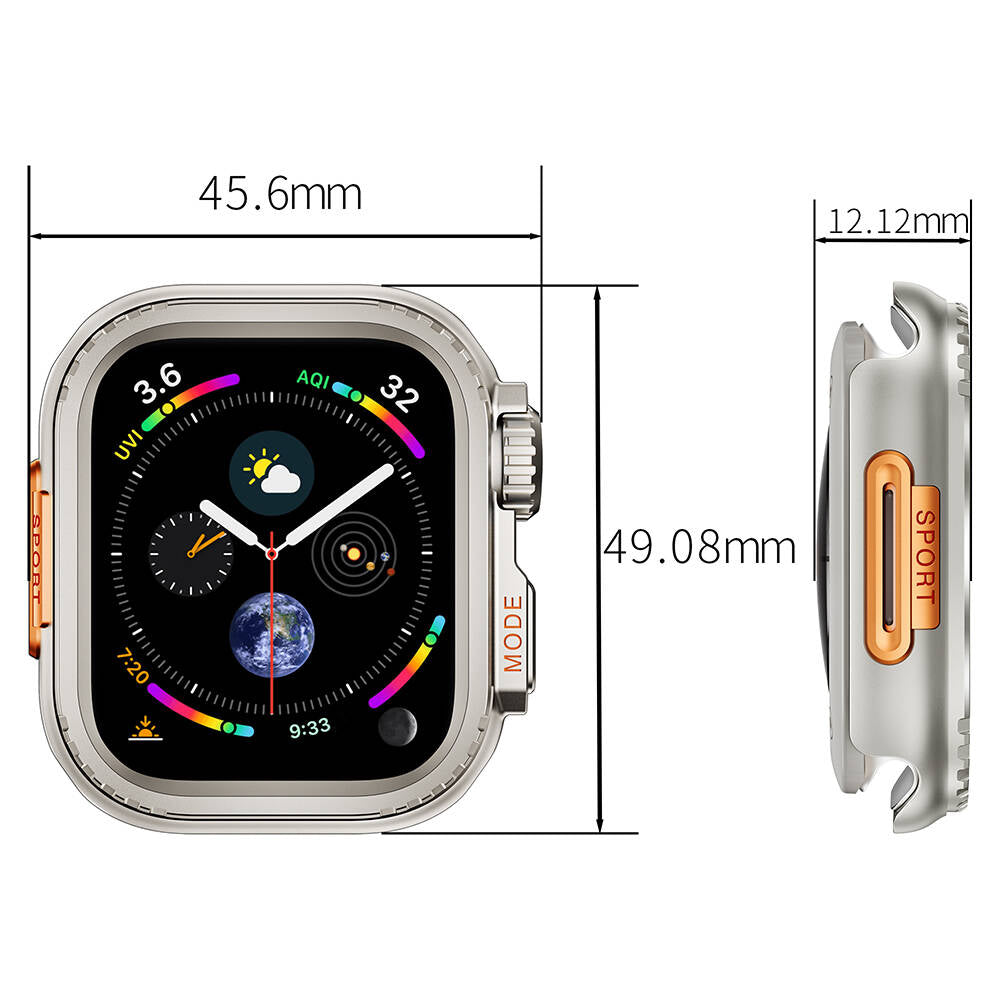 Apple Watch 7 45mm to Apple Watch Ultra 49mm Kasa Dönüştürücü Zore Watch Gard 33 Titanyum