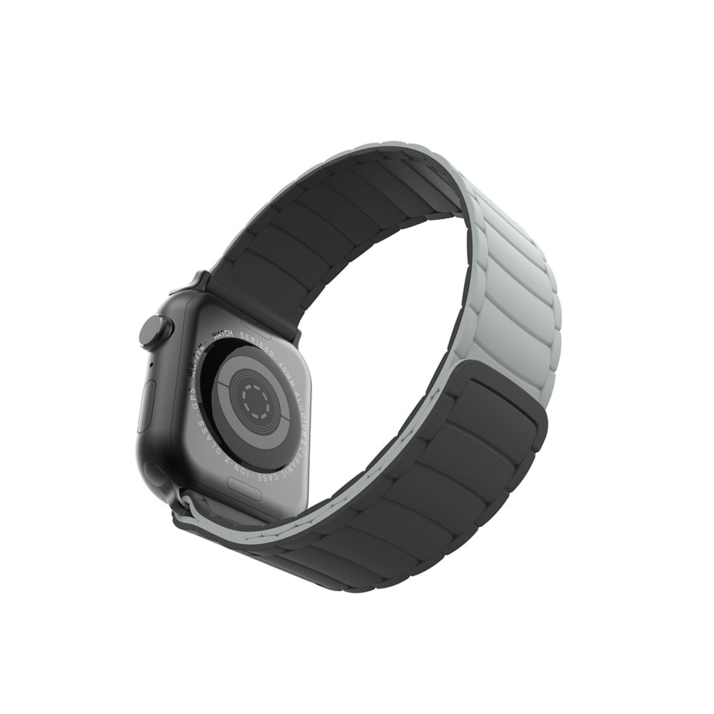 Apple Watch 7 45mm Zore KRD-122 Silikon Kordon Strap Kayış Siyah-Gri