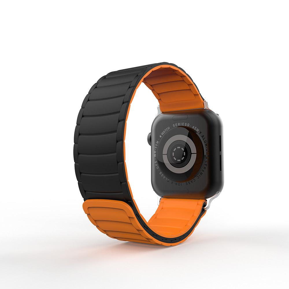 Apple Watch 7 45mm Zore KRD-122 Silikon Kordon Strap Kayış Kahverengi-Krem