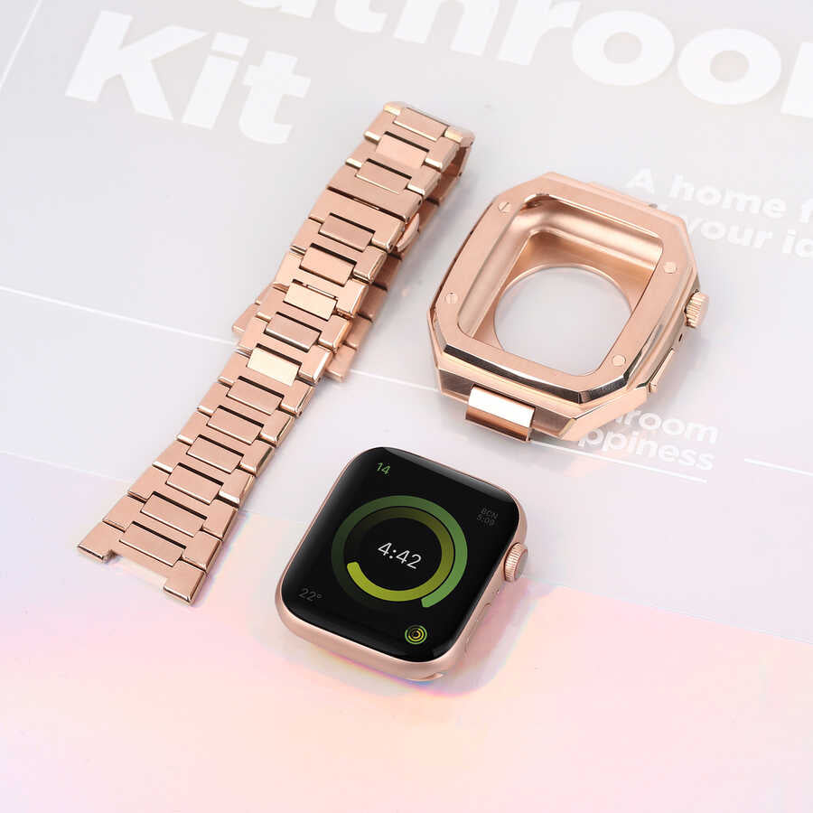 Apple Watch 7 45mm Zore KRD-64 Metal Kordon Gold