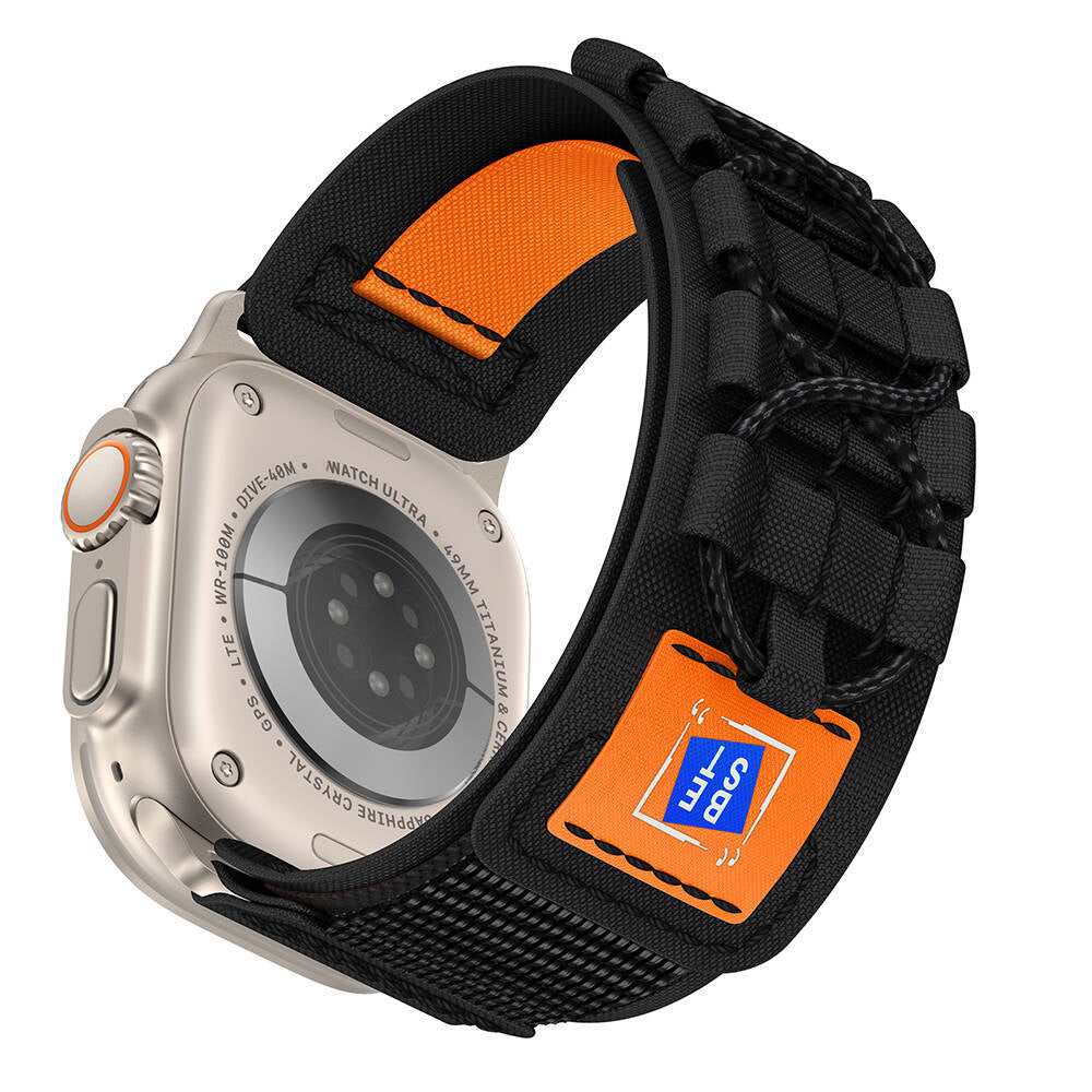 Apple Watch 7 45mm Zore KRD-99 Hasır Kordon Siyah