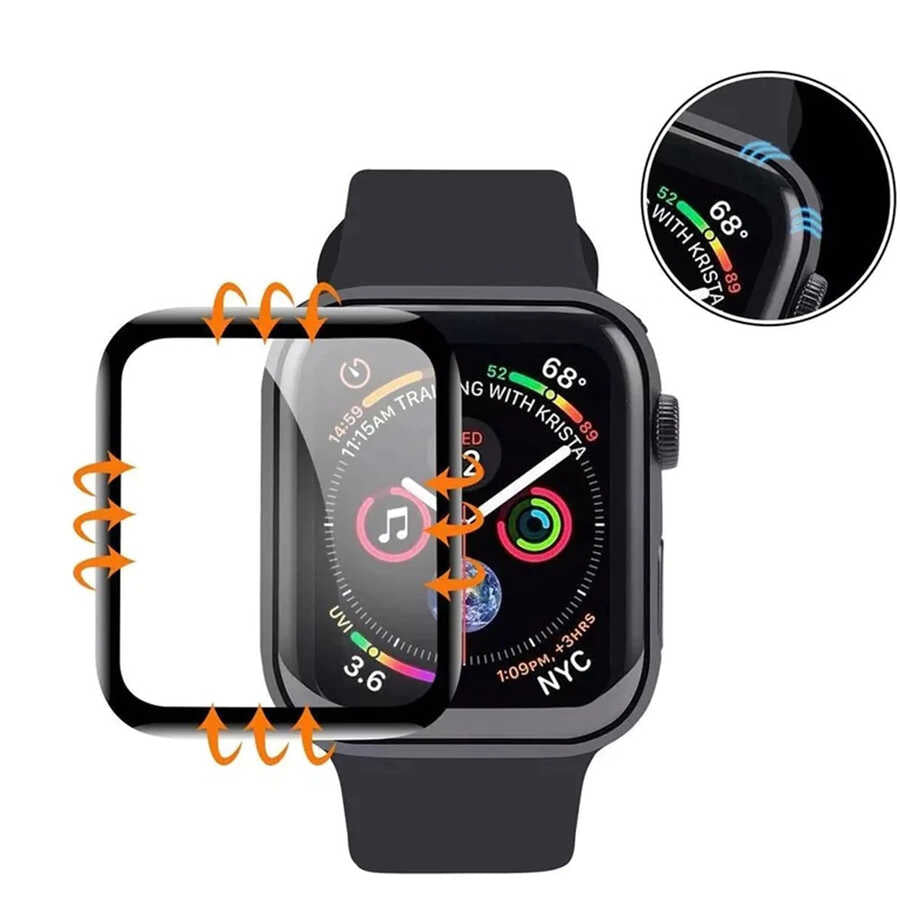 Apple Watch 7 45mm Zore PMMA Pet Saat Ekran Koruyucu Siyah