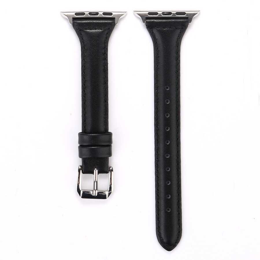 Apple Watch Ultra 49mm Kordon KRD-28 Deri Strap Kayış Siyah
