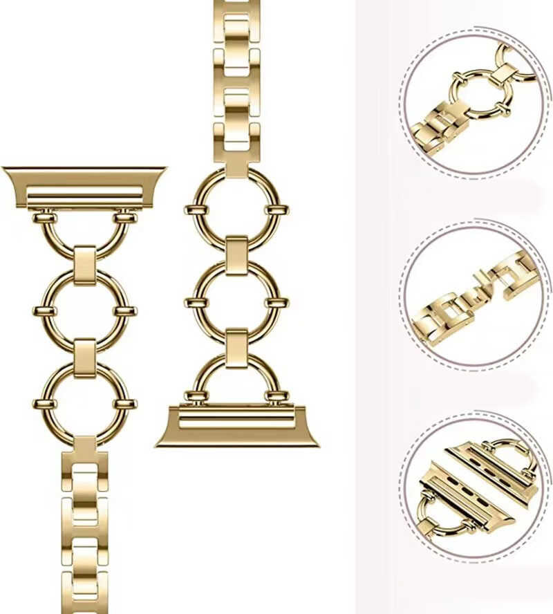 Apple Watch Ultra 49mm Kordon KRD-56 Metal Strap Kayış Gold