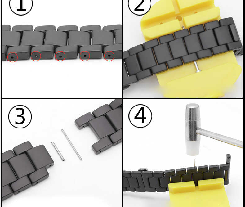 Apple Watch Ultra 49mm Kordon Mat Seramik Metal Strap Kayış Parlak Siyah