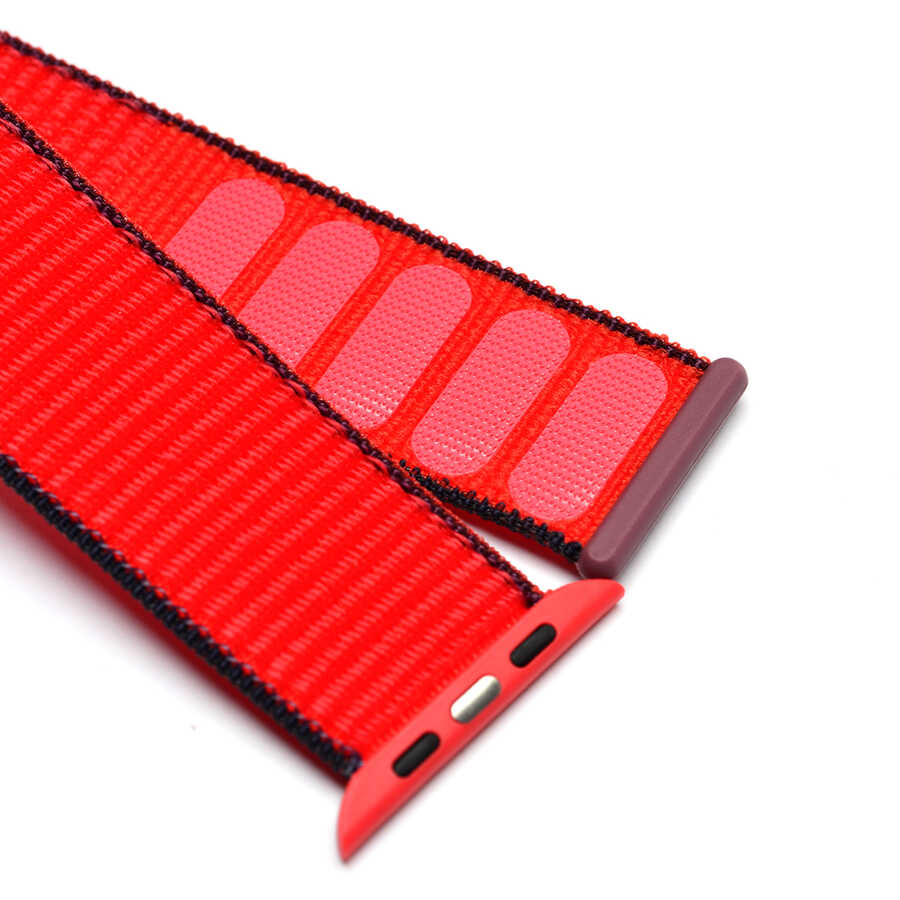 Apple Watch Ultra 49mm Kordon Zore KRD-03 Hasır Strap Kayış Stripe Red