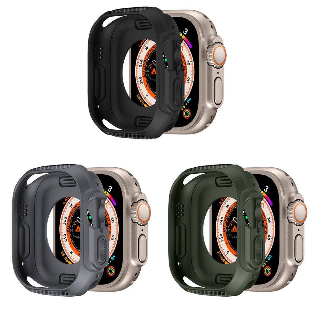 Apple Watch Ultra 49mm Silikon TPU Kasa Koruyucu Zore Watch Gard 31 Gri