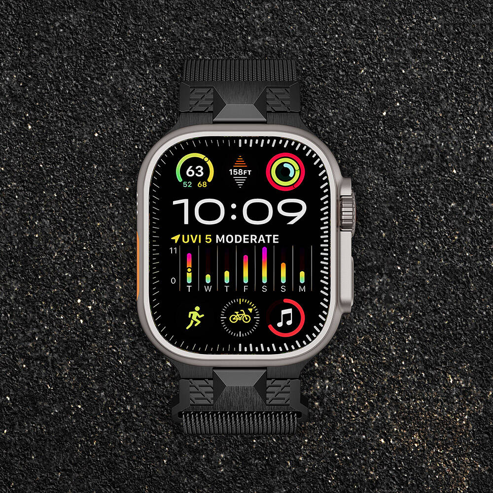 Apple Watch Ultra 49mm Zore KRD-107 Metal Hasır Kordon Gri