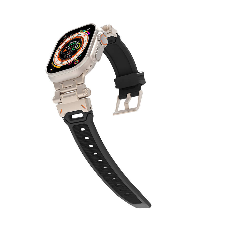 Apple Watch Ultra 49mm Zore KRD-108 Metal Başlıklı Silikon Kordon Starlight