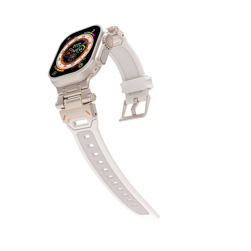 Apple Watch Ultra 49mm Zore KRD-108 Metal Başlıklı Silikon Kordon Siyah