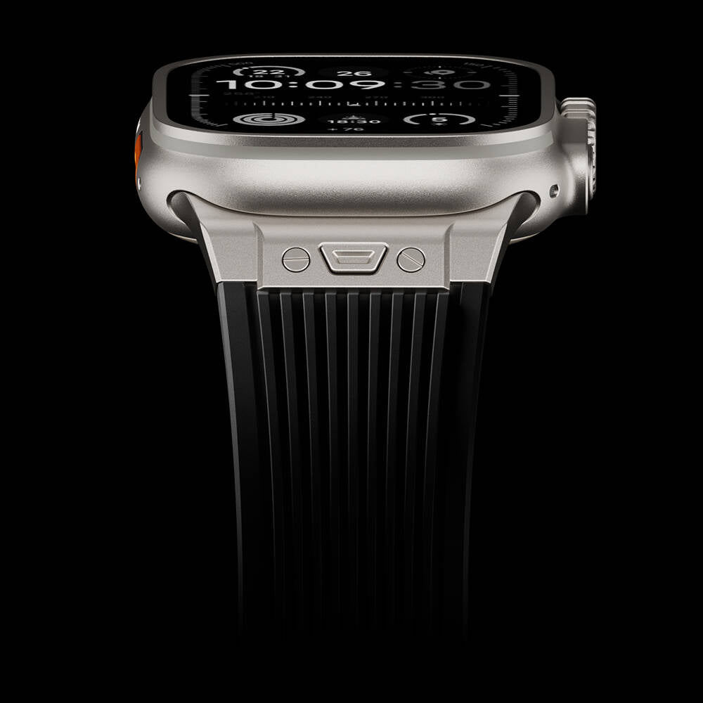 Apple Watch Ultra 49mm Zore KRD-113 Spor Görünümlü Silikon Kordon Siyah