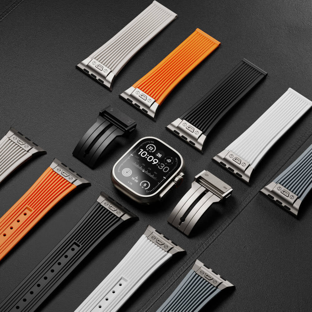 Apple Watch Ultra 49mm Zore KRD-113 Spor Görünümlü Silikon Kordon Siyah