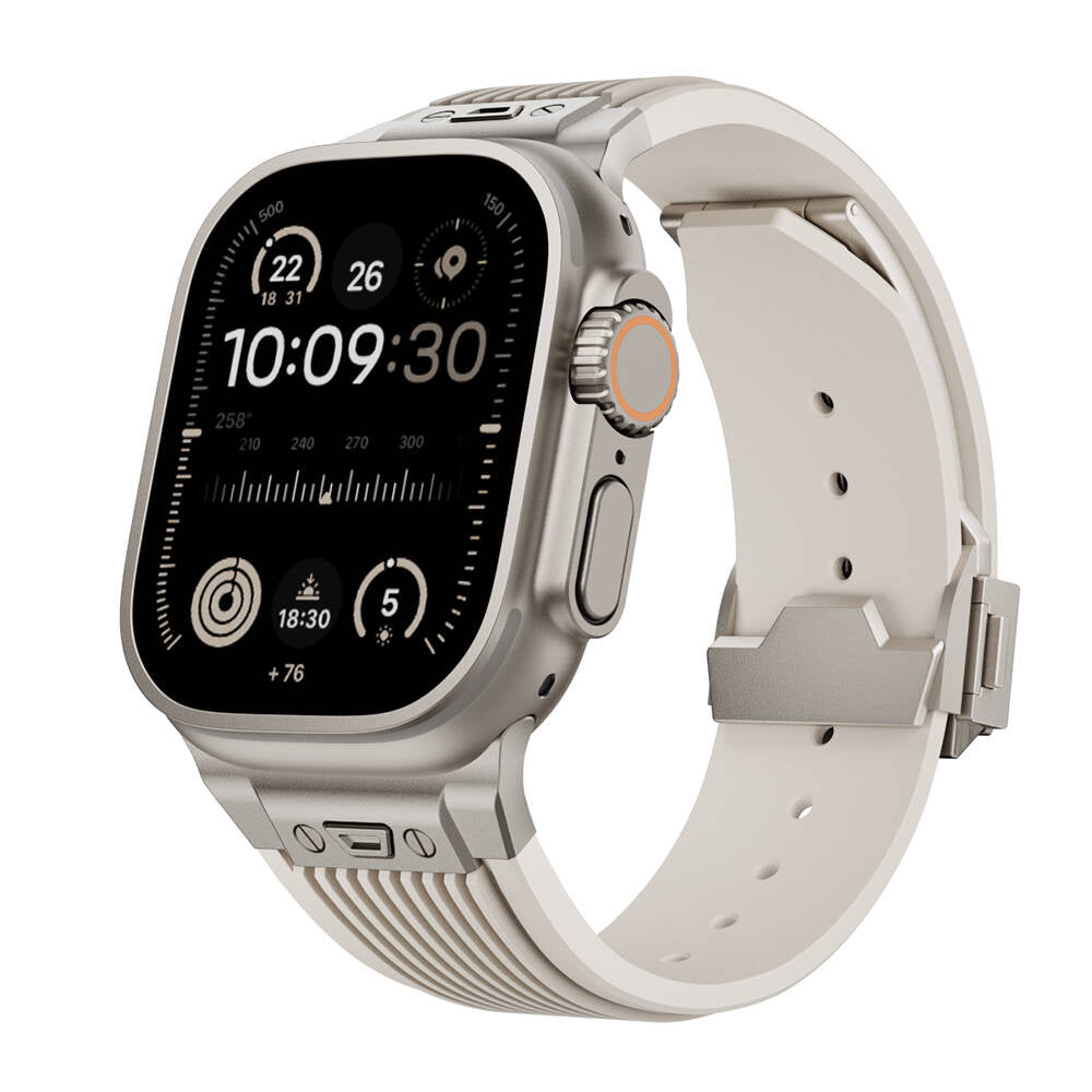 Apple Watch Ultra 49mm Zore KRD-113 Spor Görünümlü Silikon Kordon Siyah